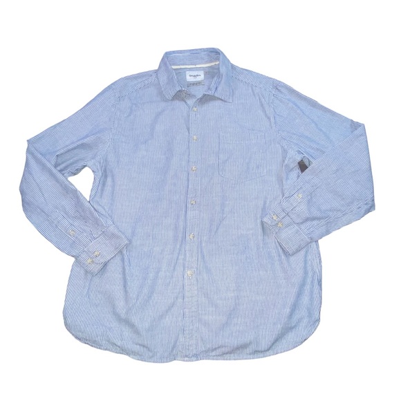 Goodfellow & Co Blue White Striped Button Down Cotton Shirt - Men’s XL - Picture 11 of 11